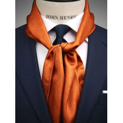 Men silk scarf Paisley Orange A01296