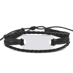 Eco leather bracelet with stainless steel element