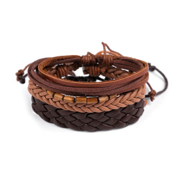 Eco leather Vegan men bracelet set